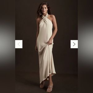 BHLDN Ruby Twist Halter Satin Gown champagne size 2